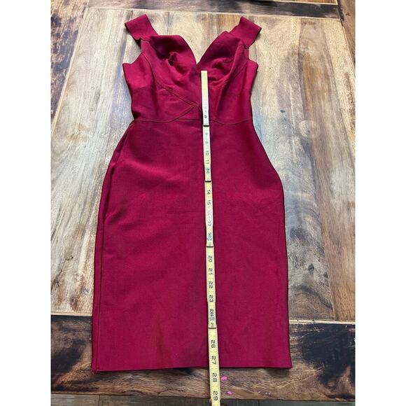 House Of London Women's Pink Ginevra Wine Cross Front Bandage Dress Size Medium - Picture 4 of 7